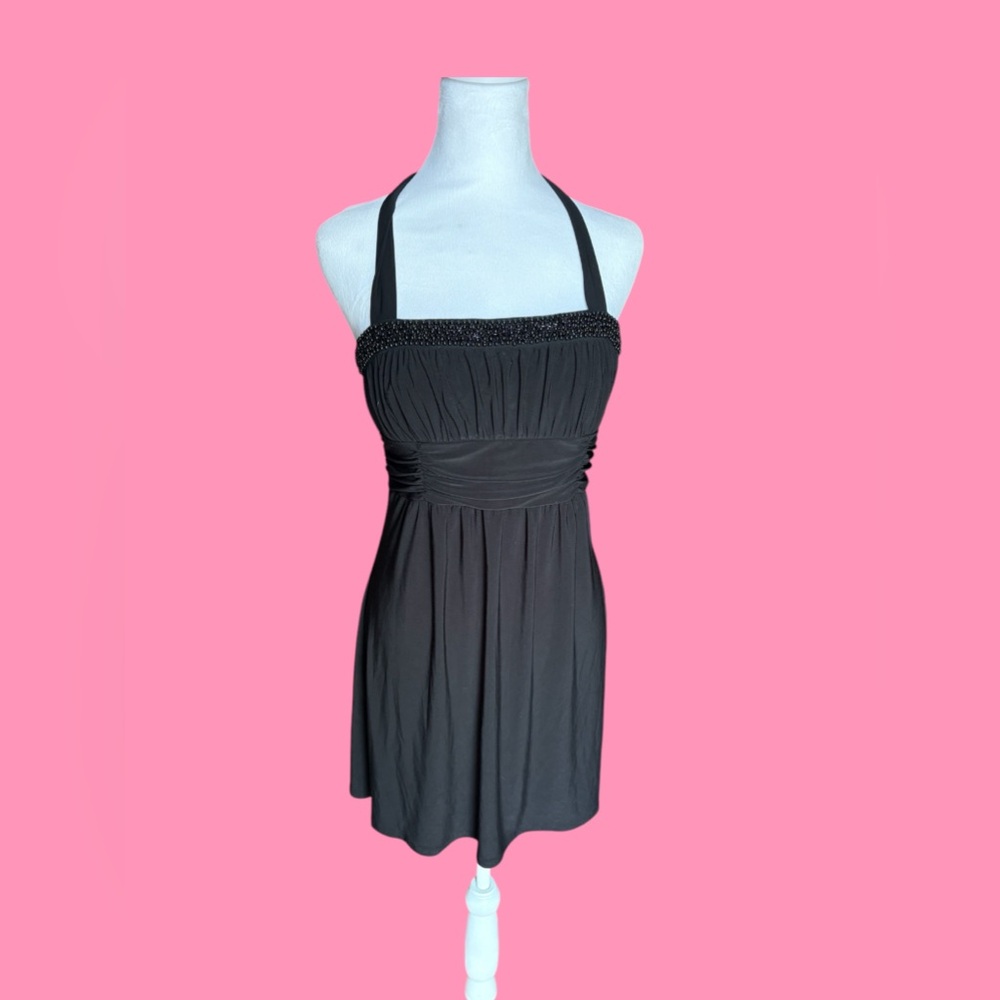 Taboo Womens Y2K Whimsigoth Babydoll Mini Dress Size S Black Fairy Grunge Beaded